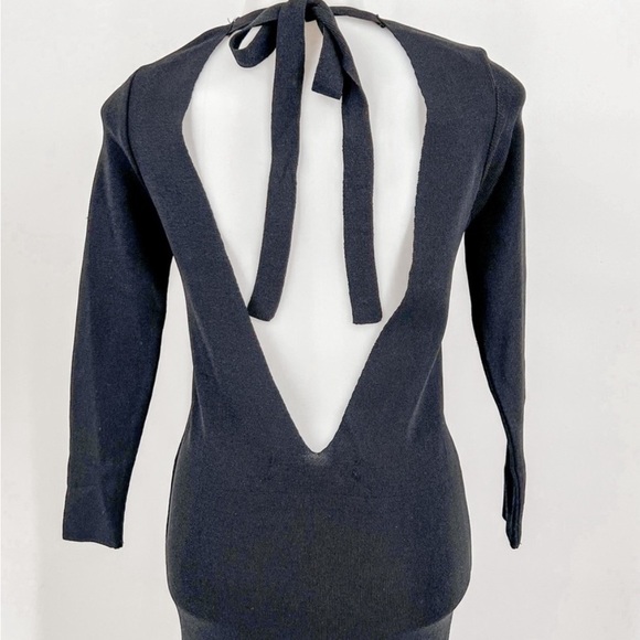 NWT Zara Knit Black Color Open Back Midi Dress Size Large - Picture 3 of 11